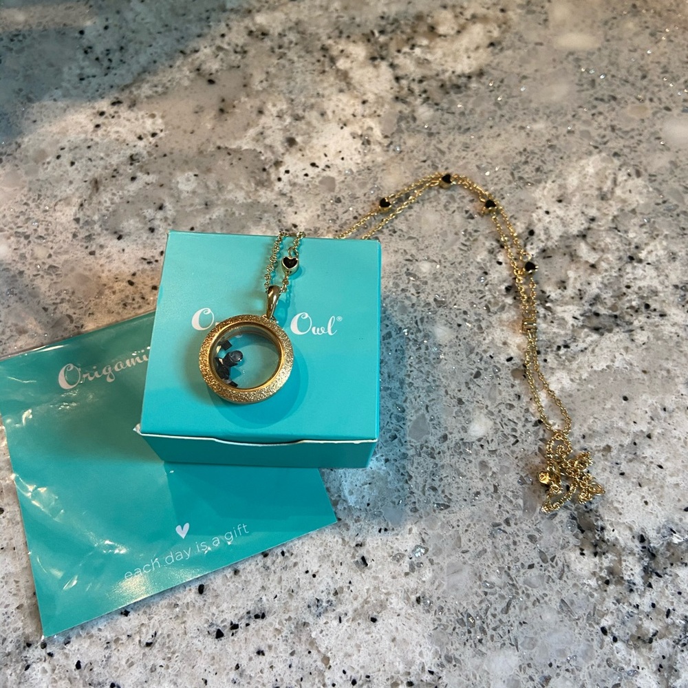 Petite Gold glittery locket with heart chain